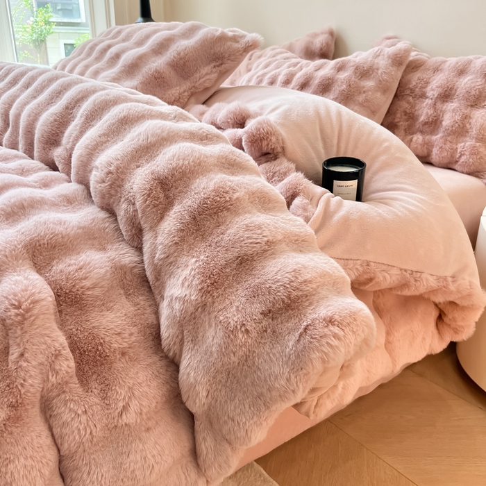 91家纺网 家纺一手货源 找家纺 （总）慕尚 2025新款480g加厚兔毛绒兔兔绒四件套