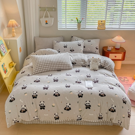 91家纺网 家纺一手货源 找家纺 （总）三朵 2023新款牛奶绒小清新系列四件套