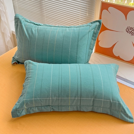 棉生活家纺 2023新款铂金全棉磨毛系列（AB版）单枕套 沂晨绿