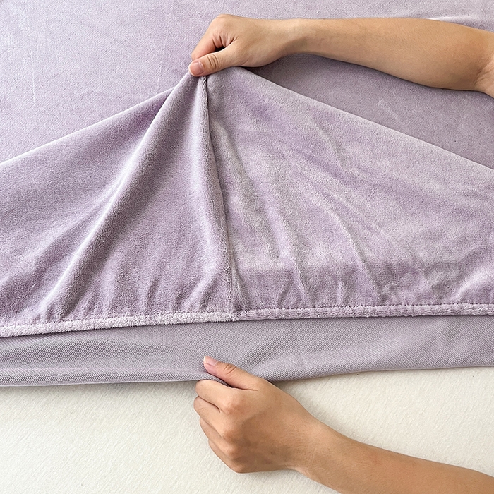 91家纺网 家纺一手货源 找家纺 三朵 2023年新款秋冬牛奶绒床笠 熏衣草