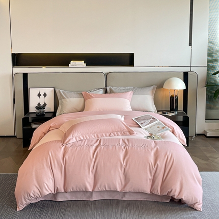 91家纺网 家纺一手货源 找家纺 （总）金麦 2023新款全棉磨毛原棉宽边刺绣四件套系列-梦娜