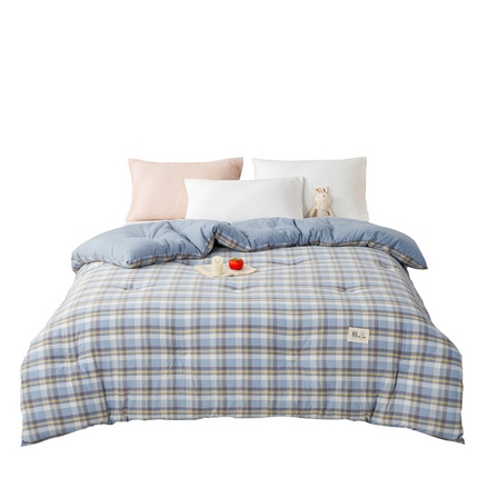 91家纺网 家纺一手货源 找家纺 鸣升 23新款无印风全棉花被色织水洗棉100%冬被子被芯 莫妮卡兰