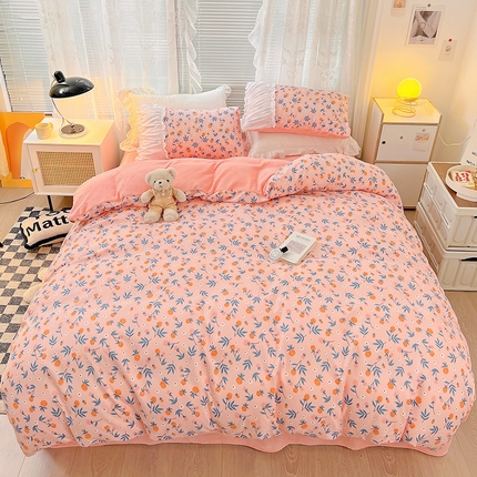 91家纺网 家纺一手货源 找家纺 （总）多乐家纺 2023新款轻工艺磨毛加牛奶绒四件套