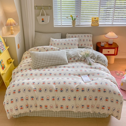 91家纺网 家纺一手货源 找家纺 （总）三朵 2023新款牛奶绒小清新系列四件套