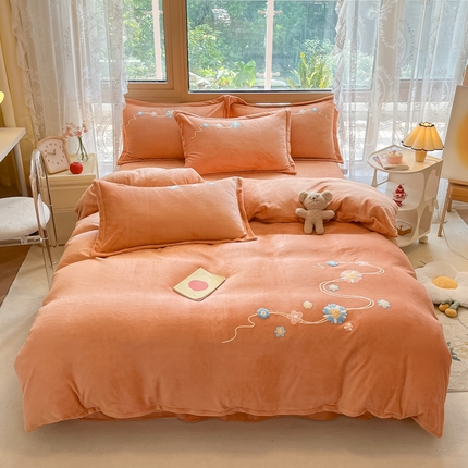 91家纺网 家纺一手货源 找家纺 （总）恋佳 2023新款加厚保暖牛奶绒毛巾绣四件套