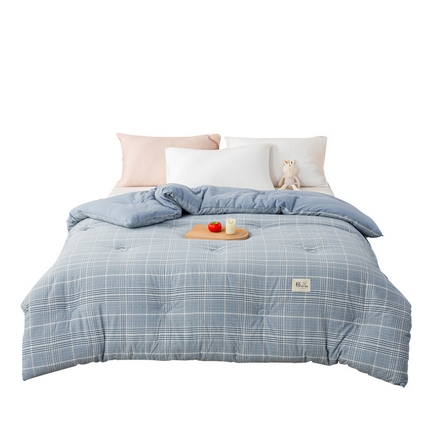 91家纺网 家纺一手货源 找家纺 鸣升 23新款无印风全棉花被色织水洗棉100%冬被子被芯 柏林兰