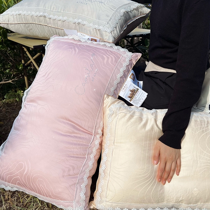 91家纺网 家纺一手货源 找家纺 （总）拾光枕芯 2023新款羊绒蛋白蕾丝枕