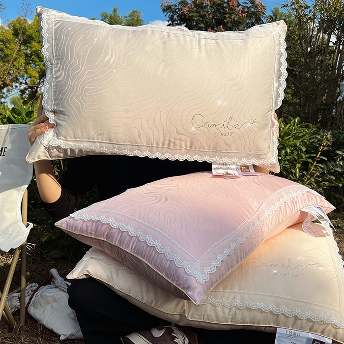 91家纺网 家纺一手货源 找家纺 （总）拾光枕芯 2023新款羊绒蛋白蕾丝枕