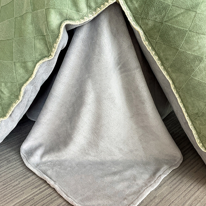 91家纺网 家纺一手货源 找家纺 澳梵 2023新款雕花牛奶绒贝壳边工艺四件套 简格-草绿