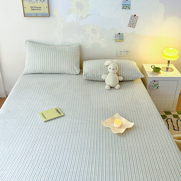 91家纺网 家纺一手货源 找家纺 三朵 2023年新款秋冬牛奶绒床笠 洛卡绿