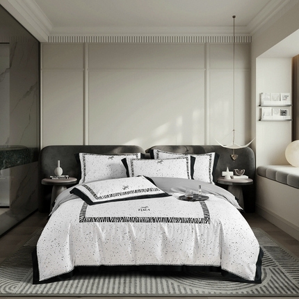 91家纺网 家纺一手货源 找家纺 （总）玖玖爱家纺 2023新款100支新疆长绒棉数码印花镂空四件套