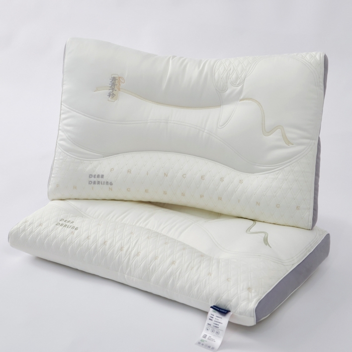 91家纺网 家纺一手货源 找家纺 拾光枕芯 2023新款天丝棉青青子钦悠悠我心枕枕头枕芯 青青子钦豆灰