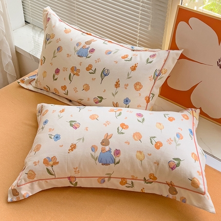 91家纺网 家纺一手货源 找家纺 棉生活家纺 2023新款铂金全棉磨毛系列（AB版）单枕套 小兔庄园