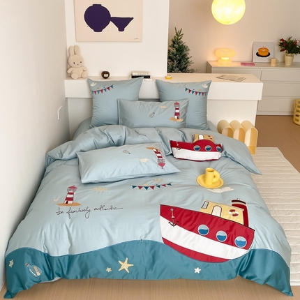 91家纺网 家纺一手货源 找家纺 （总）西西家居 2023新款100支纯棉儿童类四件套-扬帆起航