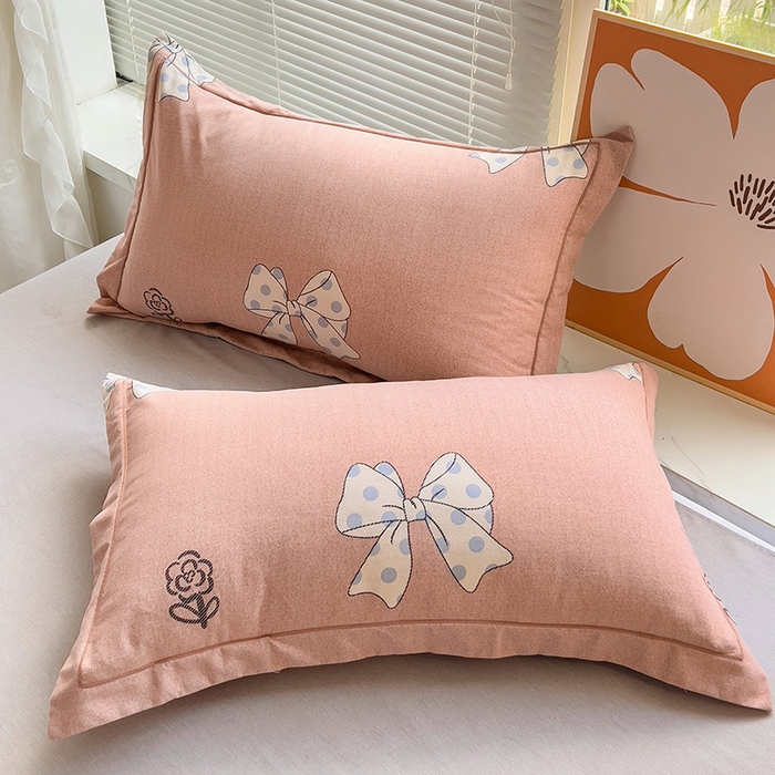 91家纺网 家纺一手货源 找家纺 棉生活家纺 2023新款铂金全棉磨毛系列（AB版）单枕套 甜美波点