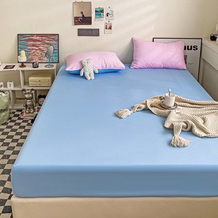 91家纺网 家纺一手货源 找家纺 蓝淋家纺 2023新款新品床笠 粉色蓝