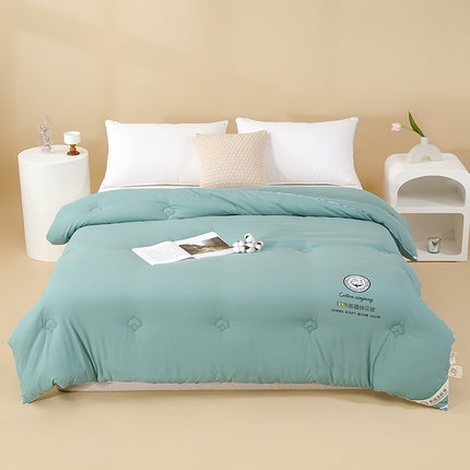 91家纺网 家纺一手货源 找家纺 芯恋家居 2025新款水洗100％新疆长绒棉棉花被 浅湖蓝