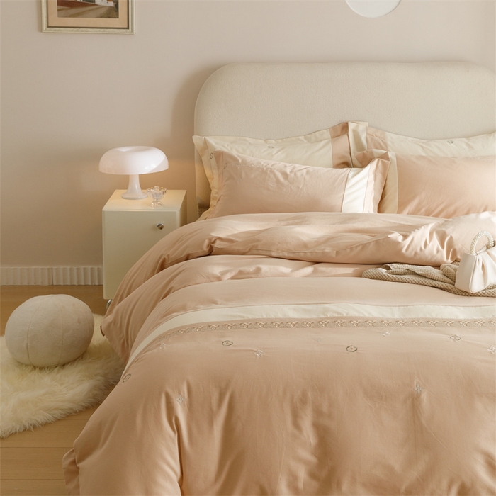 91家纺网 家纺一手货源 找家纺 艾莱家纺 2023新款A类秋恋磨毛刺绣四件套 秋恋-奶咖