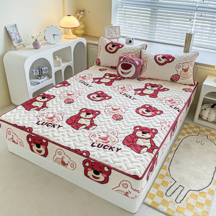 91家纺网 家纺一手货源 找家纺 卡伦家纺  2025新款A类牛奶绒大豆纤维抗菌夹棉床笠25色（总）