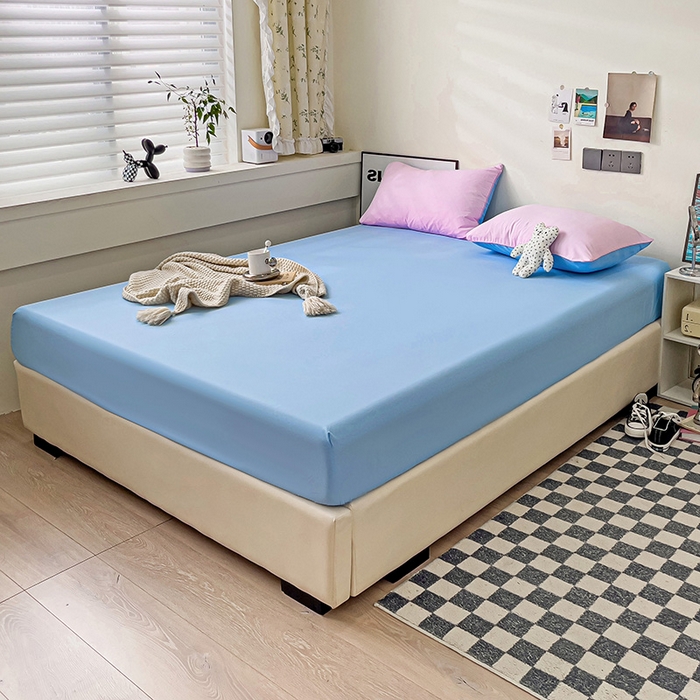 91家纺网 家纺一手货源 找家纺 蓝淋家纺 2023新款新品床笠 粉色蓝