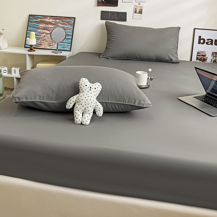 91家纺网 家纺一手货源 找家纺 蓝淋家纺 2023新款新品床笠 浅灰