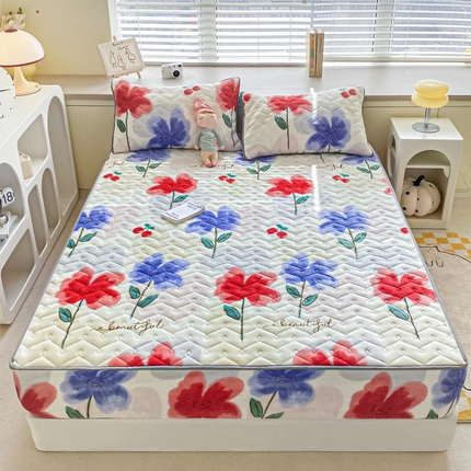 91家纺网 家纺一手货源 找家纺 （总）卡伦家纺  2025新款A类牛奶绒大豆纤维抗菌夹棉床笠