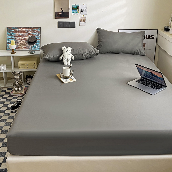 91家纺网 家纺一手货源 找家纺 蓝淋家纺 2023新款新品床笠 浅灰