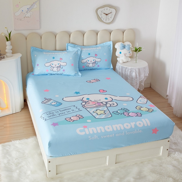 91家纺网 家纺一手货源 找家纺 蘭菲 2023新款三丽鸥全棉单床笠 奶茶来了