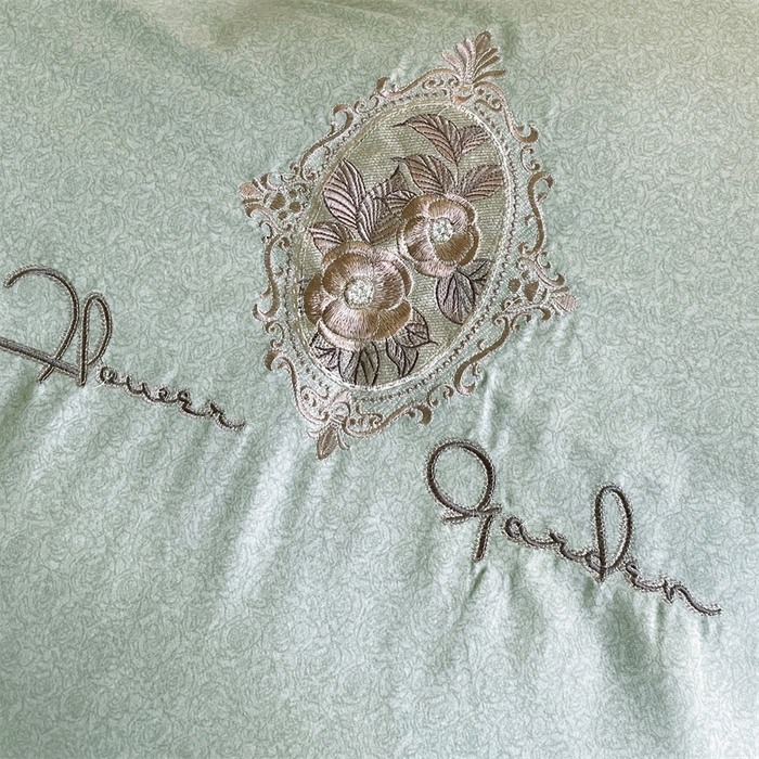 91家纺网 家纺一手货源 找家纺 艾莱家纺 2023新款A类新疆长绒棉加厚柔顺磨毛四件套 维特利-绿色