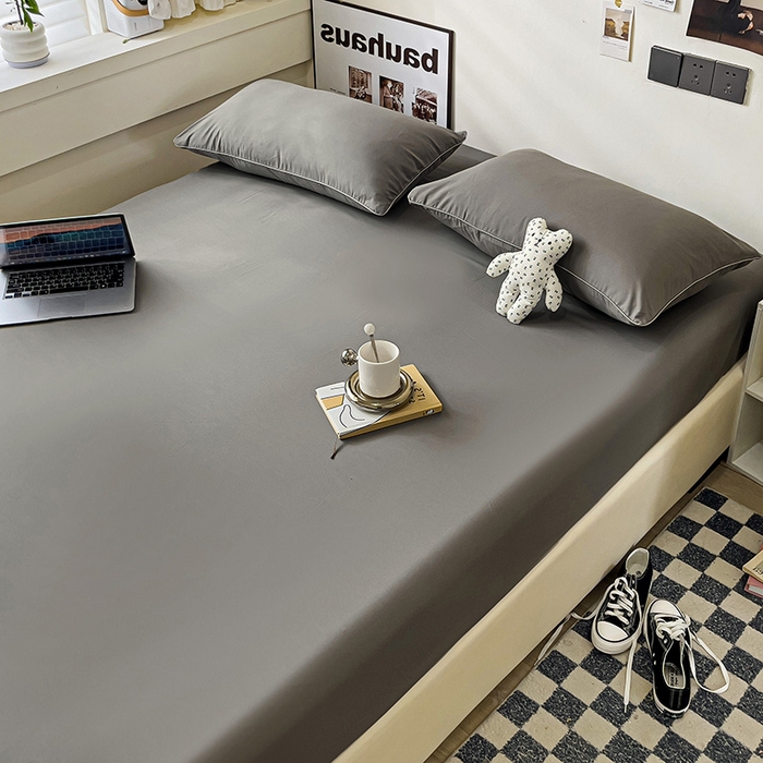 91家纺网 家纺一手货源 找家纺 蓝淋家纺 2023新款新品床笠 浅灰