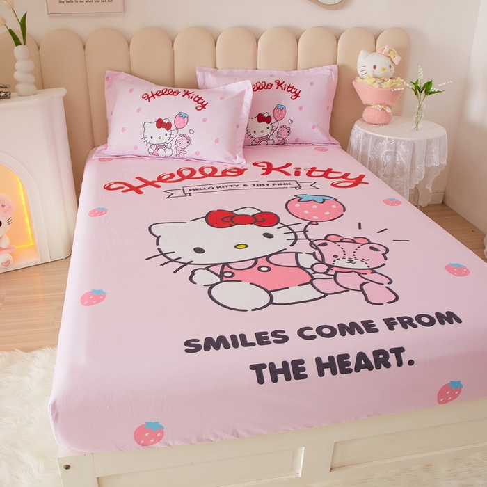 91家纺网 家纺一手货源 找家纺 蘭菲 2023新款三丽鸥全棉单床笠 草莓派