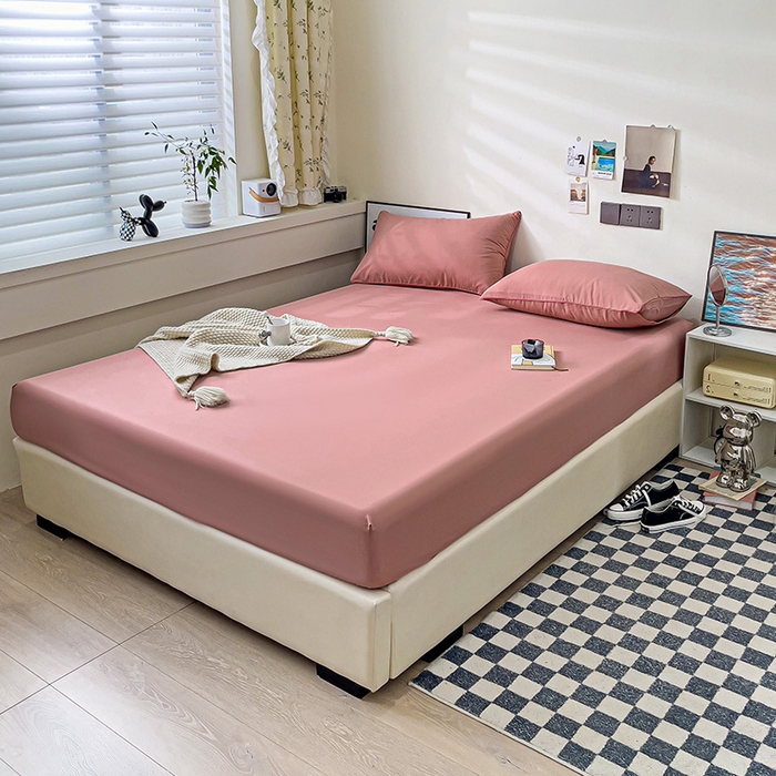 91家纺网 家纺一手货源 找家纺 蓝淋家纺 2023新款新品床笠 豆沙