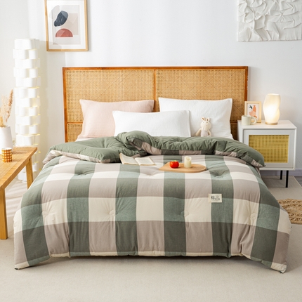 91家纺网 家纺一手货源 找家纺 （总）鸣升 23新款无印风全棉花被色织水洗棉100%冬被子被芯