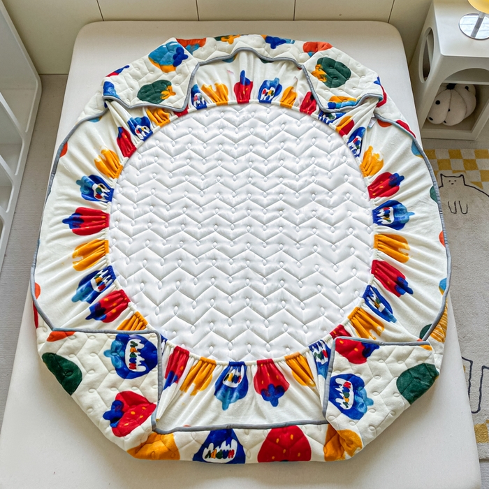 91家纺网 家纺一手货源 找家纺 卡伦家纺  2025新款A类牛奶绒大豆纤维抗菌夹棉床笠 草莓之恋