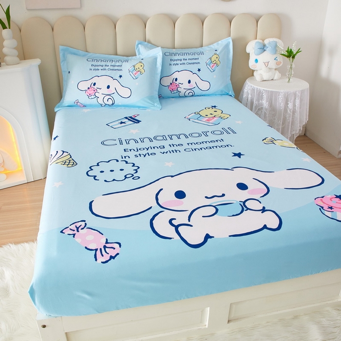 91家纺网 家纺一手货源 找家纺 蘭菲 2023新款三丽鸥全棉单床笠 吃货