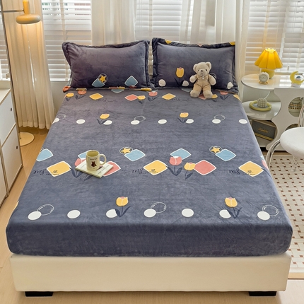 91家纺网 家纺一手货源 找家纺 （总）富馨莱 2023新款印花牛奶绒床笠