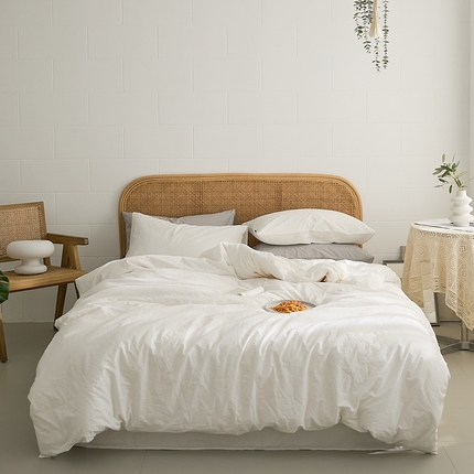 新款秋冬40S水洗棉四件套-晚风 晚风-纯白