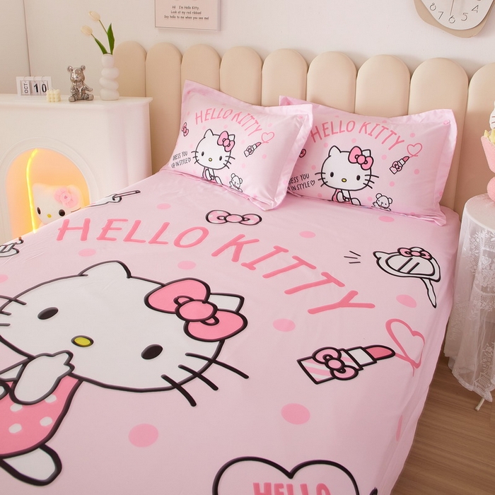 91家纺网 家纺一手货源 找家纺 蘭菲 2023新款三丽鸥全棉单床笠 甜心KT