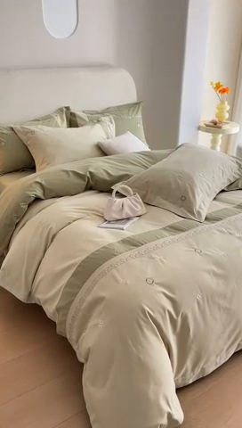 91家纺网 家纺一手货源 找家纺 艾莱家纺 2023新款A类秋恋磨毛刺绣四件套 秋恋-曙光金