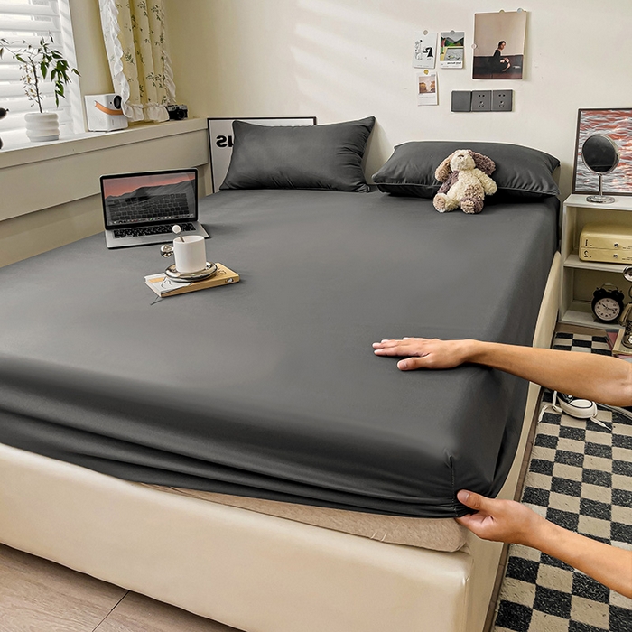 91家纺网 家纺一手货源 找家纺 蓝淋家纺 2023新款新品床笠 深灰