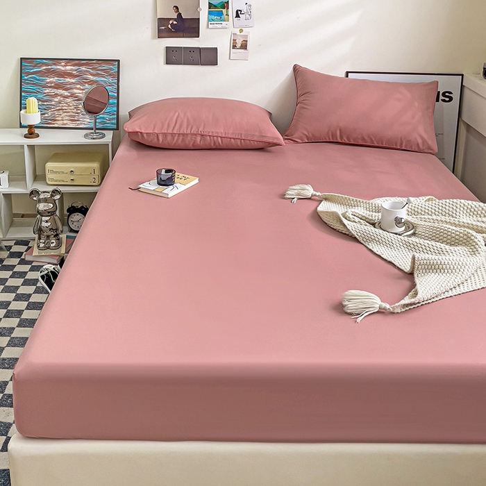 91家纺网 家纺一手货源 找家纺 蓝淋家纺 2023新款新品床笠 豆沙