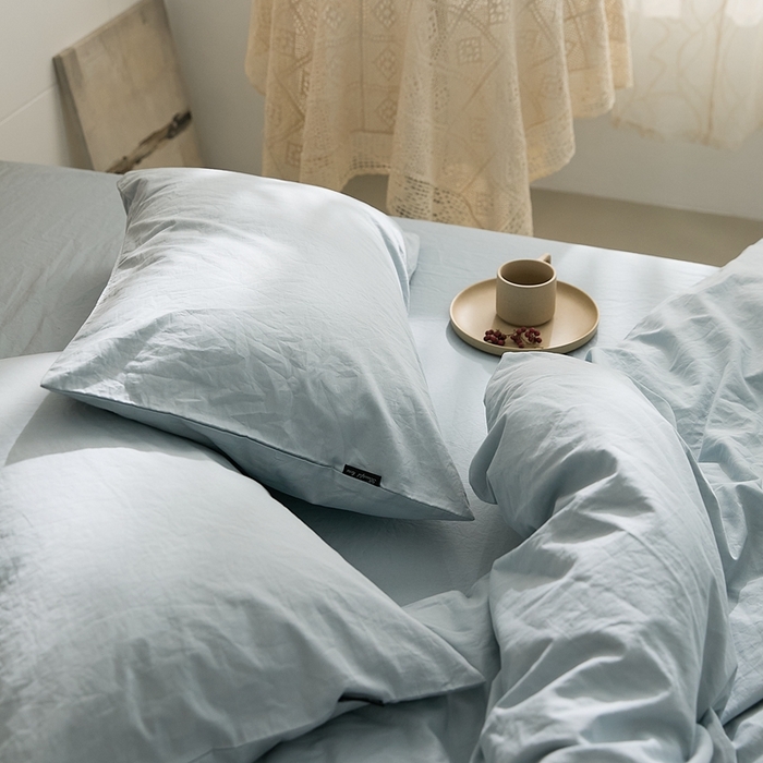 91家纺网 家纺一手货源 找家纺 新款秋冬40S水洗棉四件套-晚风 晚风-晴山蓝