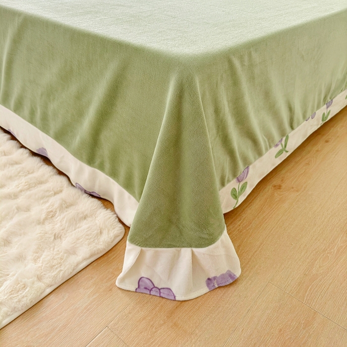 91家纺网 家纺一手货源 找家纺 呗旺鹿 2023新款高克重加厚印花牛奶绒四件套直播 郁金香