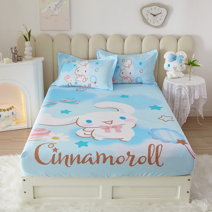 91家纺网 家纺一手货源 找家纺 蘭菲 2023新款三丽鸥全棉单床笠 果果