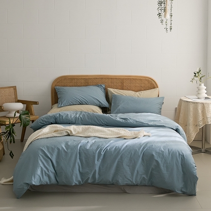 新款秋冬40S水洗棉四件套-晚风 晚风-山水蓝