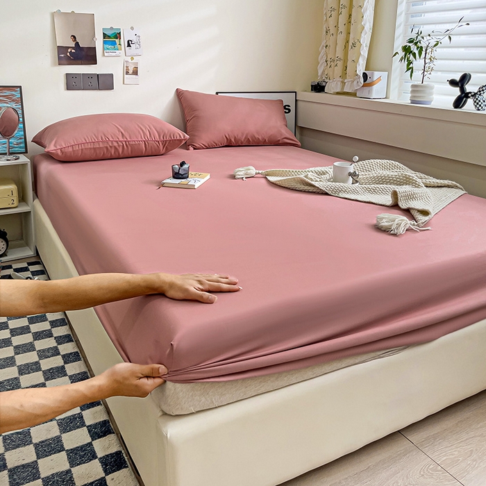 91家纺网 家纺一手货源 找家纺 蓝淋家纺 2023新款新品床笠 豆沙