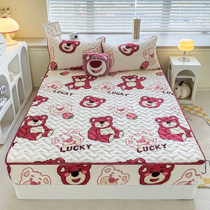 91家纺网 家纺一手货源 找家纺 （总）卡伦家纺  2025新款A类牛奶绒大豆纤维抗菌夹棉床笠