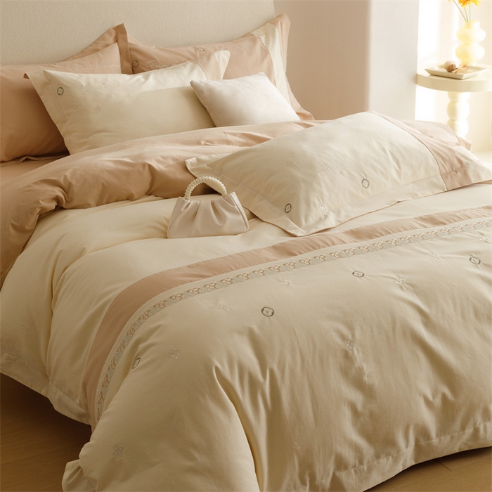 91家纺网 家纺一手货源 找家纺 艾莱家纺 2023新款A类秋恋磨毛刺绣四件套 秋恋-奶油黄