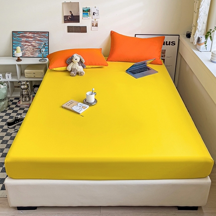 蓝淋家纺 2023新款新品床笠 橘黄杏黄