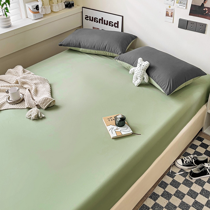 91家纺网 家纺一手货源 找家纺 蓝淋家纺 2023新款新品床笠 深灰抹茶